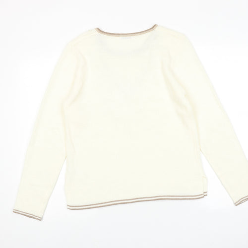 Damart Womens Ivory Round Neck Acrylic Pullover Jumper Size 10 - Size 10-12