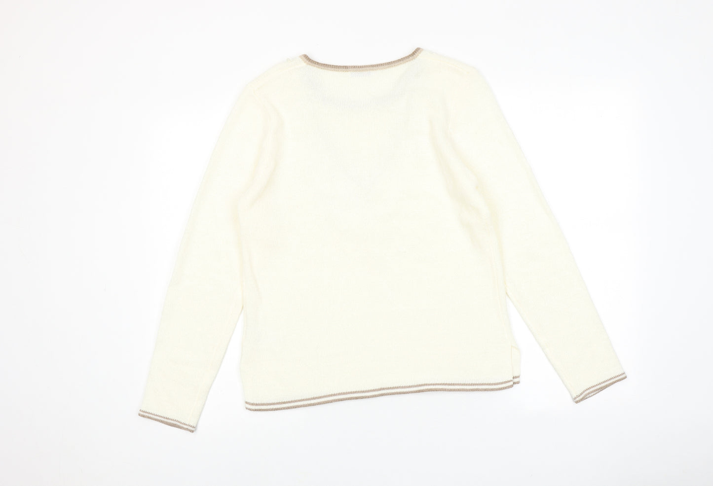 Damart Womens Ivory Round Neck Acrylic Pullover Jumper Size 10 - Size 10-12