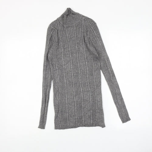 Marks and Spencer Womens Grey High Neck Viscose Pullover Jumper Size 12