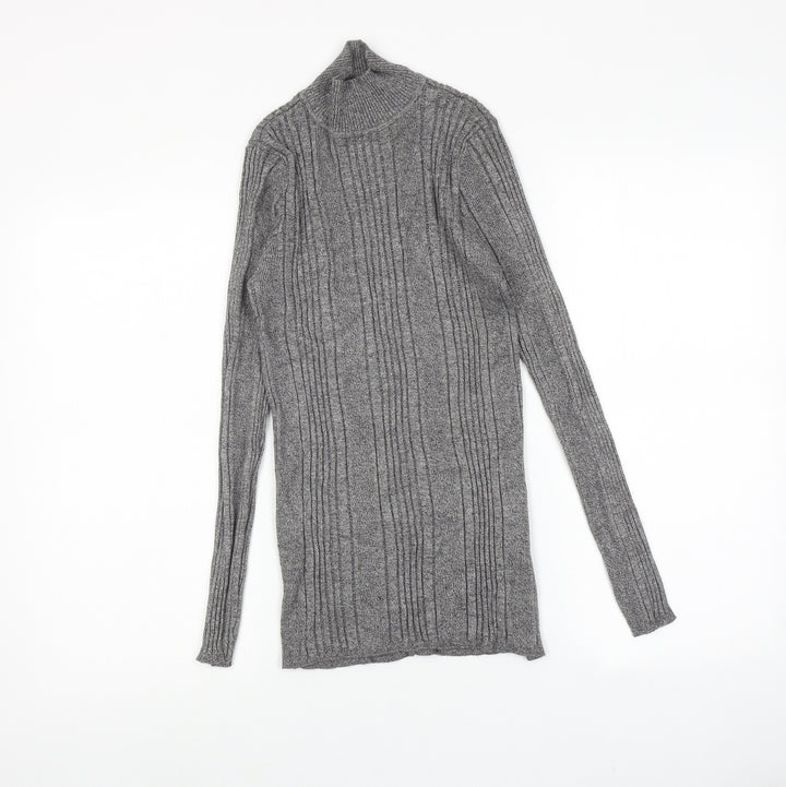 Marks and Spencer Womens Grey High Neck Viscose Pullover Jumper Size 12
