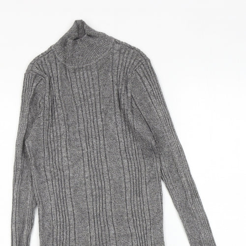 Marks and Spencer Womens Grey High Neck Viscose Pullover Jumper Size 12