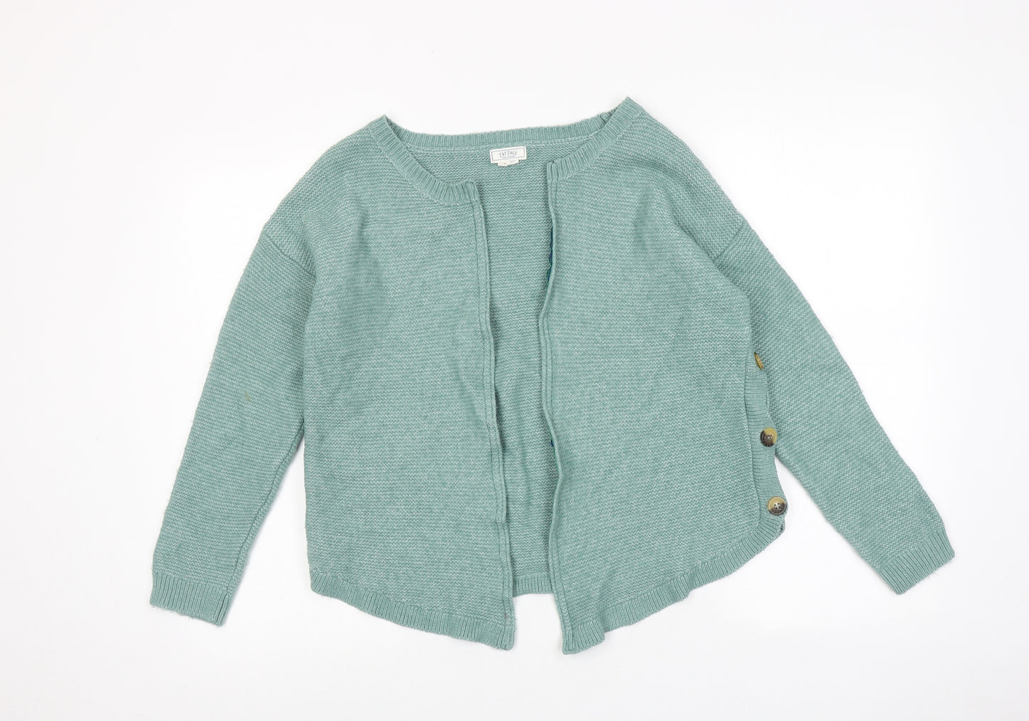 Fat Face Womens Green Round Neck Acrylic Cardigan Jumper Size 10