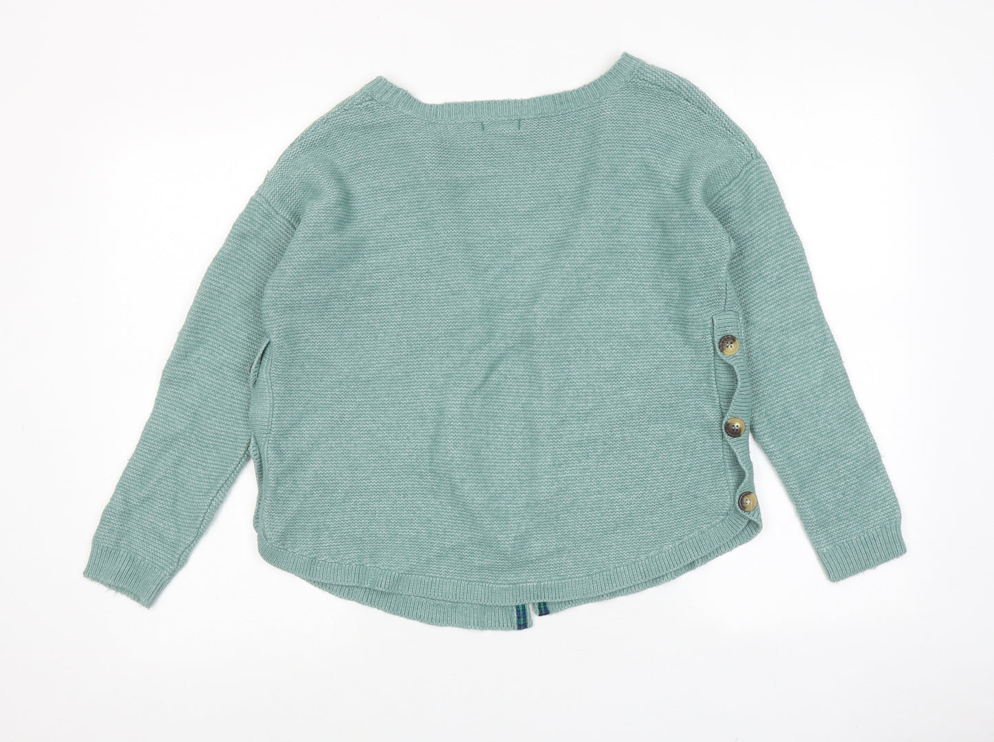 Fat Face Womens Green Round Neck Acrylic Cardigan Jumper Size 10