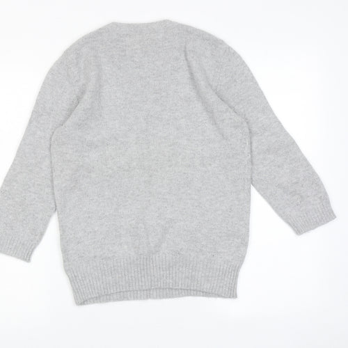 Gharani Strok Womens Grey Round Neck Acrylic Pullover Jumper Size M