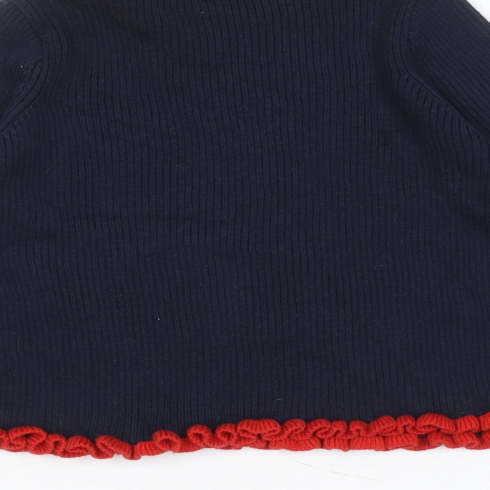 Marks and Spencer Girls Blue Boat Neck 100% Cotton Pullover Jumper Size 4-5 Years Pullover - Flared Sleeve