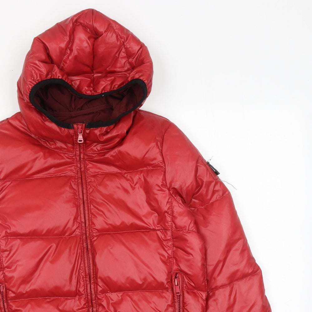 Calvin Klein Mens Red Puffer Jacket Jacket Size XS Zip