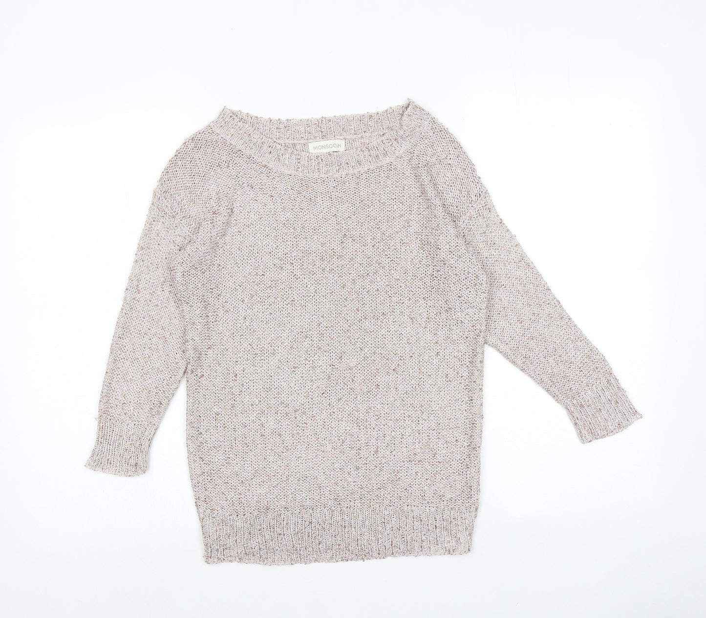 Monsoon Womens Pink Boat Neck Acrylic Pullover Jumper Size S
