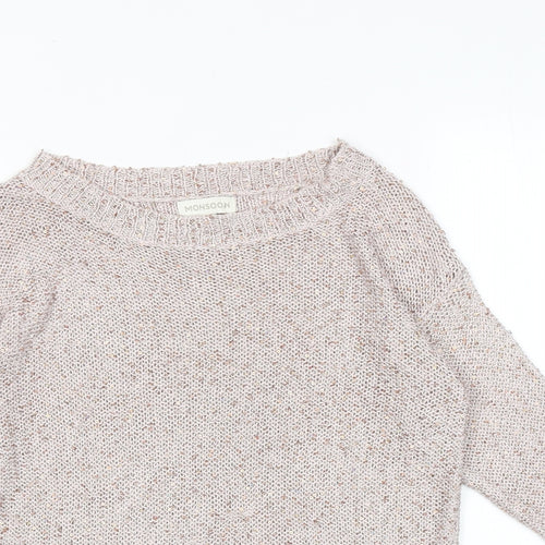 Monsoon Womens Pink Boat Neck Acrylic Pullover Jumper Size S