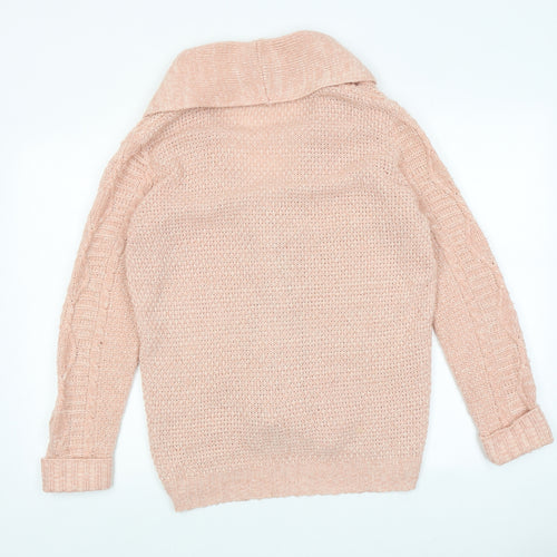 Kylie Girls Pink Collared Acrylic Cardigan Jumper Size 13 Years Button