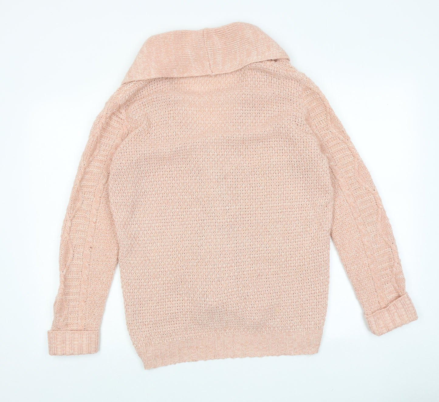 Kylie Girls Pink Collared Acrylic Cardigan Jumper Size 13 Years Button