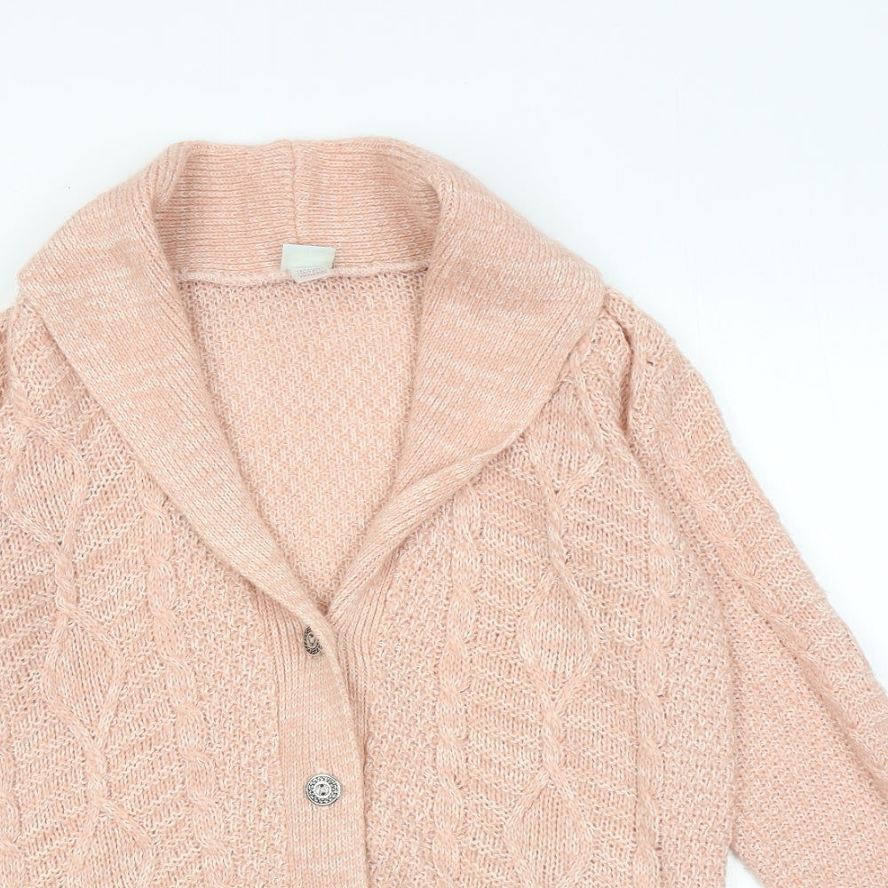 Kylie Girls Pink Collared Acrylic Cardigan Jumper Size 13 Years Button