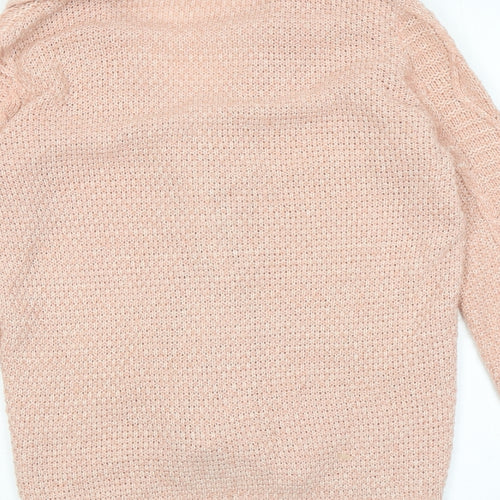 Kylie Girls Pink Collared Acrylic Cardigan Jumper Size 13 Years Button