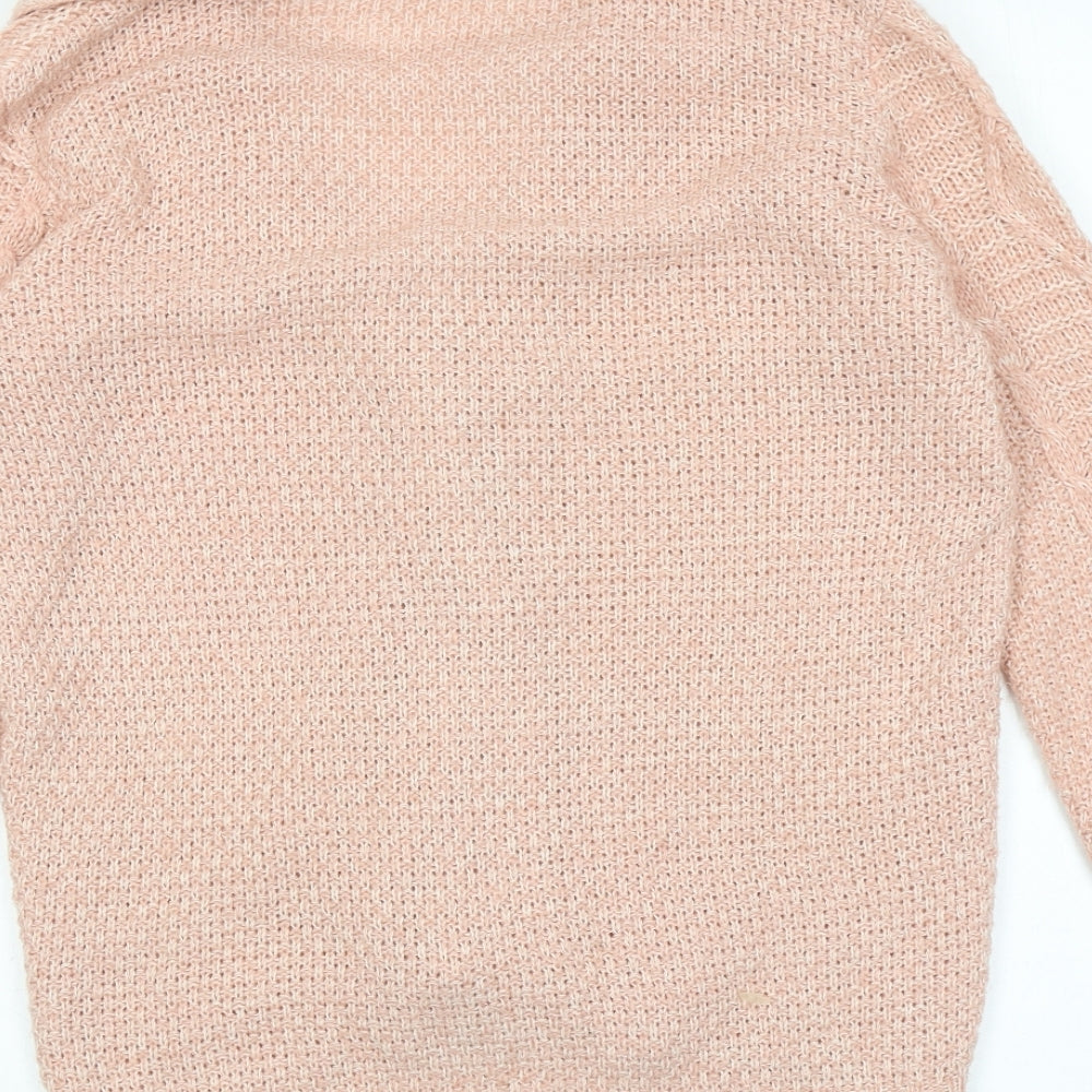 Kylie Girls Pink Collared Acrylic Cardigan Jumper Size 13 Years Button