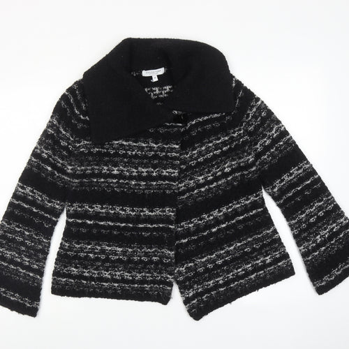 Debenhams Womens Black Collared Geometric Acrylic Cardigan Jumper Size 10