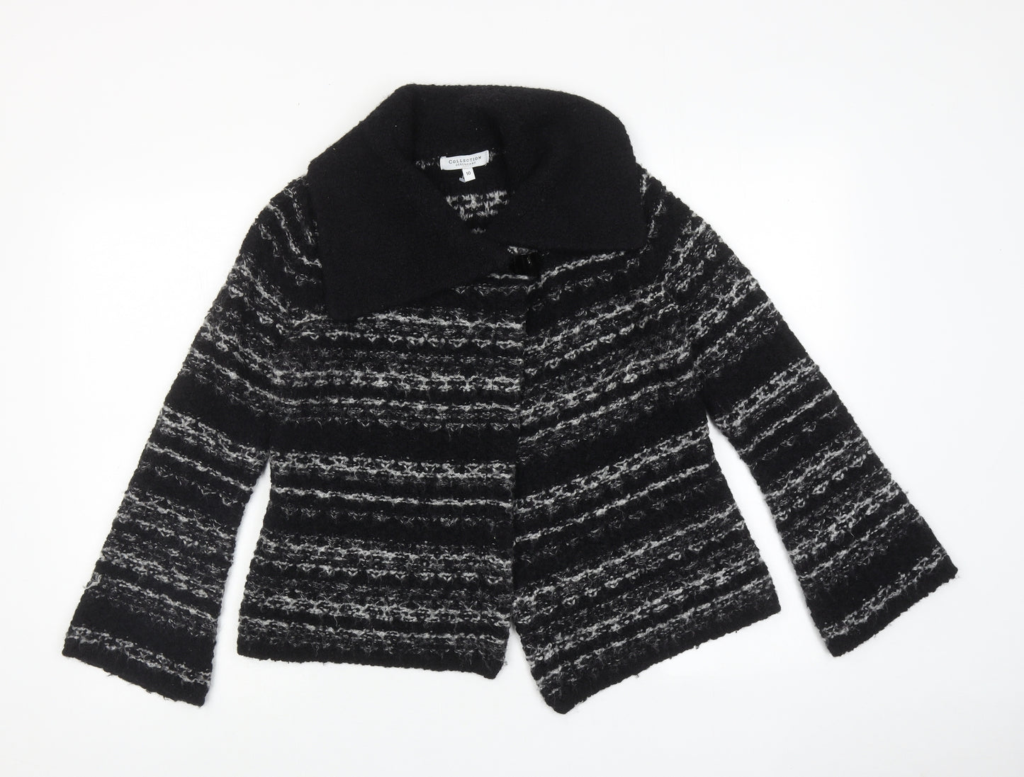 Debenhams Womens Black Collared Geometric Acrylic Cardigan Jumper Size 10