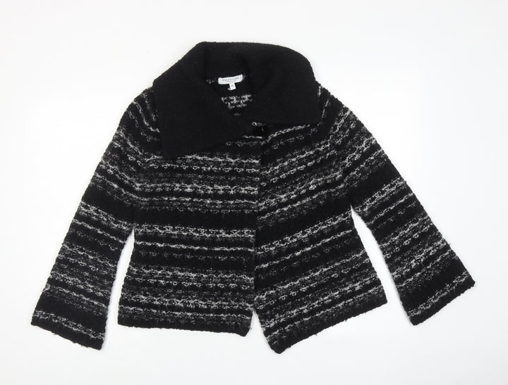Debenhams Womens Black Collared Geometric Acrylic Cardigan Jumper Size 10