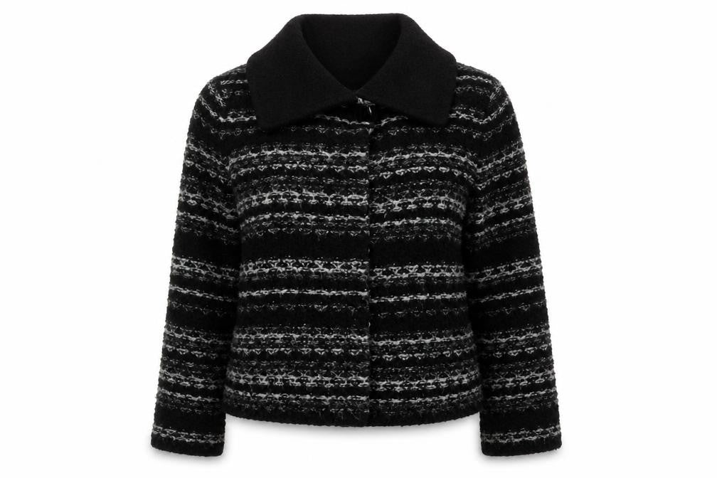 Debenhams Womens Black Collared Geometric Acrylic Cardigan Jumper Size 10