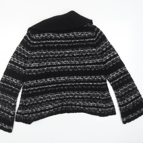 Debenhams Womens Black Collared Geometric Acrylic Cardigan Jumper Size 10