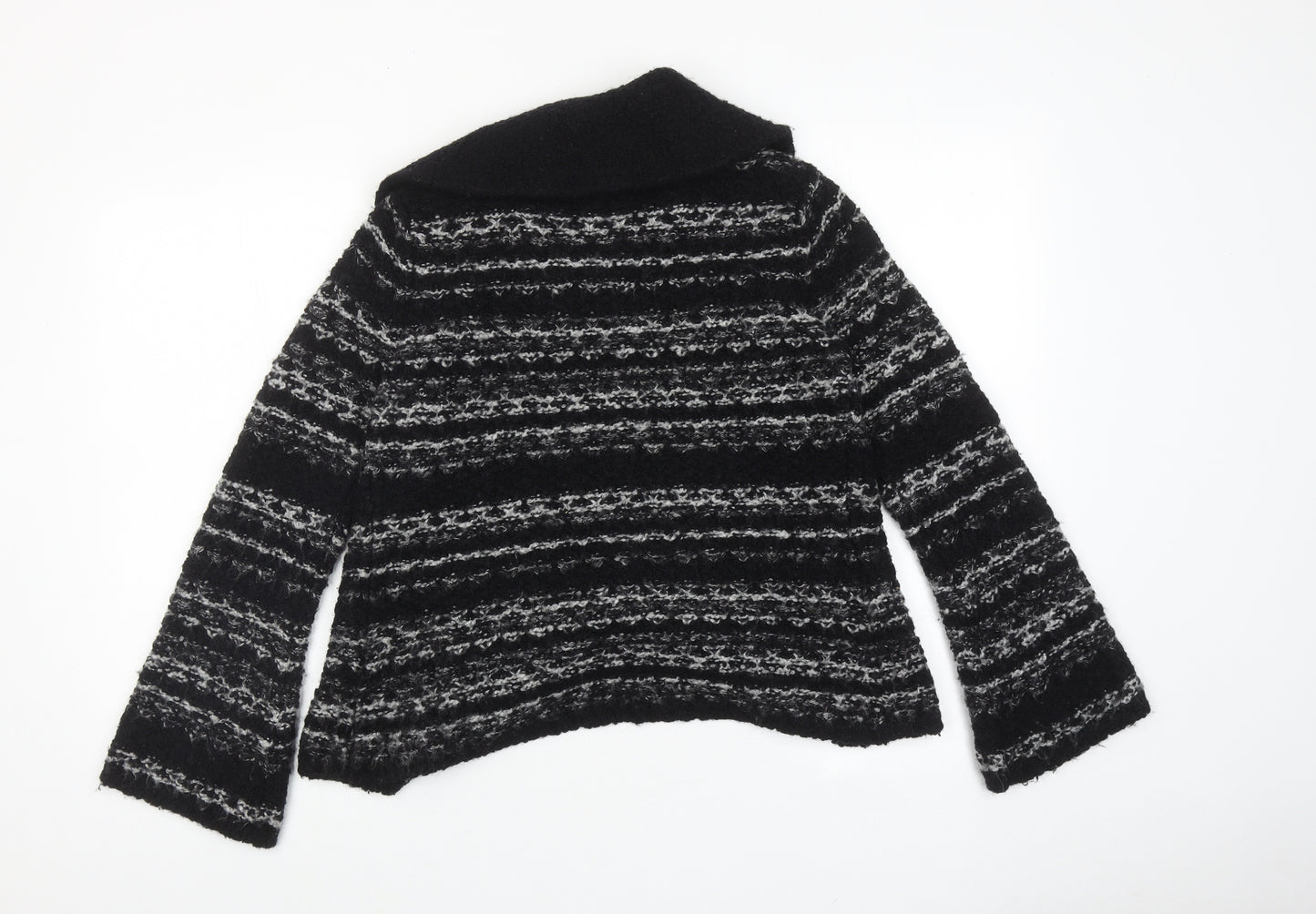 Debenhams Womens Black Collared Geometric Acrylic Cardigan Jumper Size 10