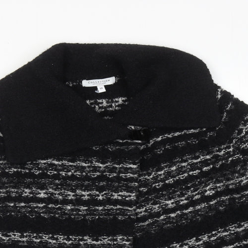 Debenhams Womens Black Collared Geometric Acrylic Cardigan Jumper Size 10