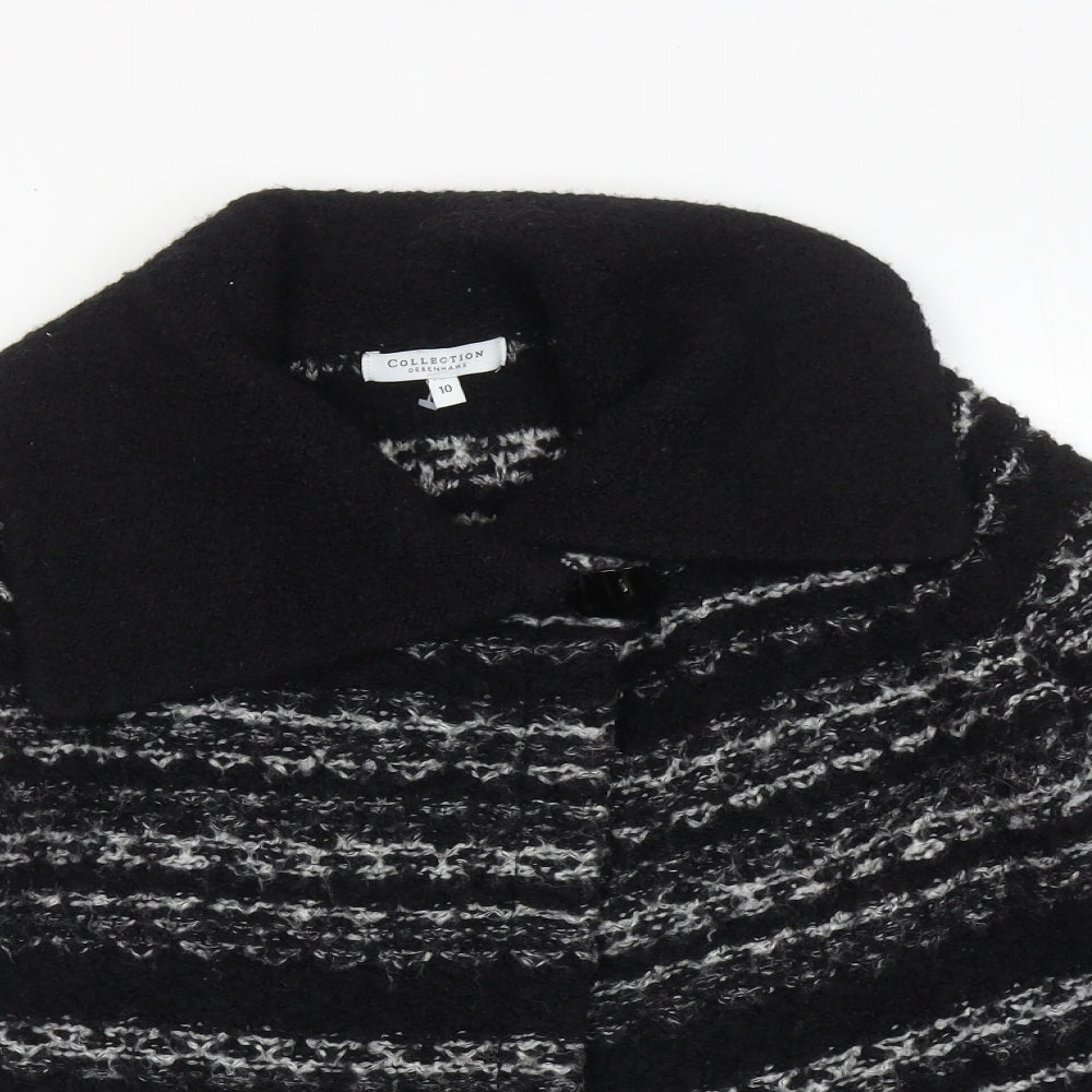 Debenhams Womens Black Collared Geometric Acrylic Cardigan Jumper Size 10