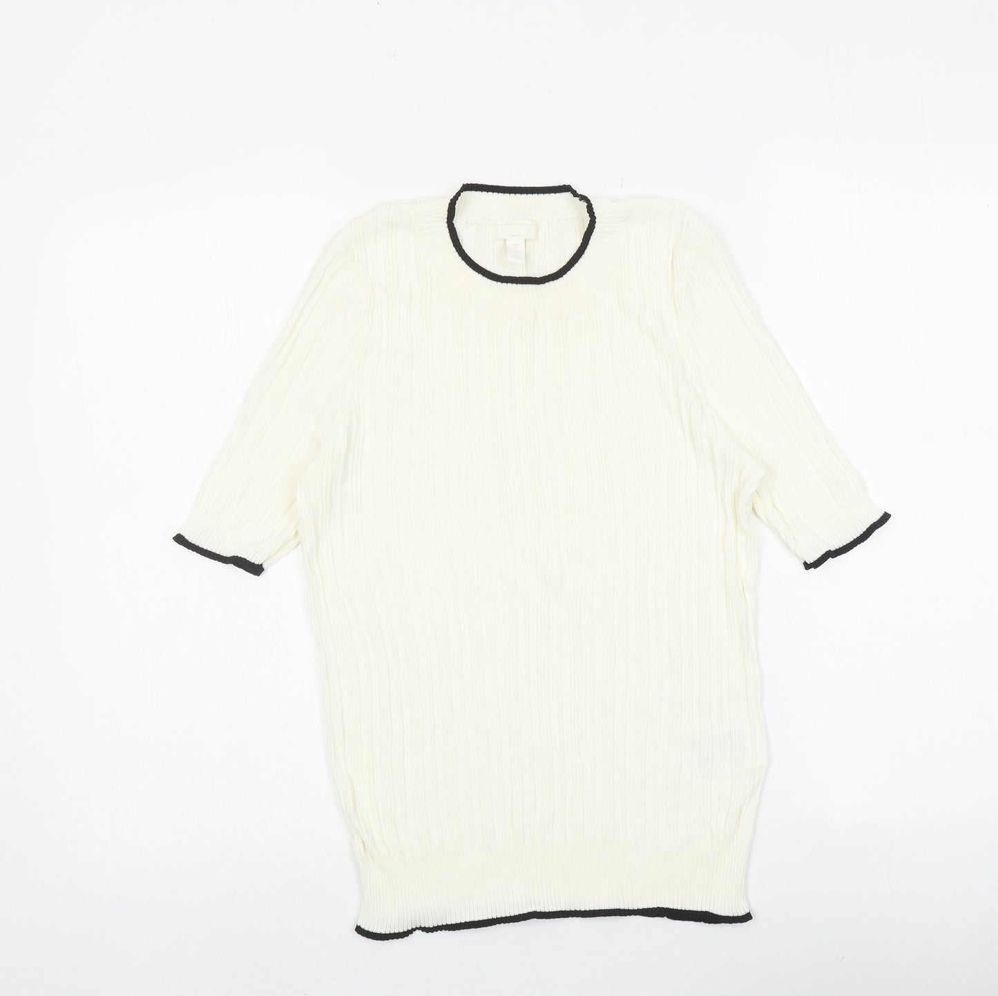 H&M Womens Ivory Viscose Basic Blouse Size M Round Neck