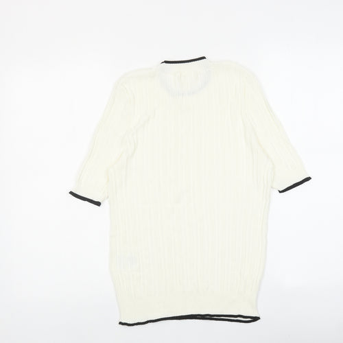 H&M Womens Ivory Viscose Basic Blouse Size M Round Neck