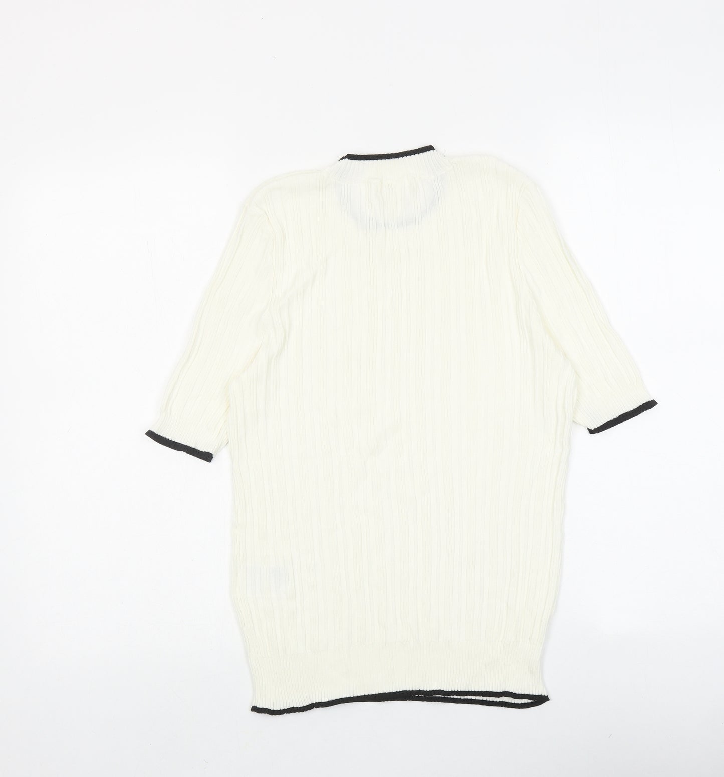 H&M Womens Ivory Viscose Basic Blouse Size M Round Neck