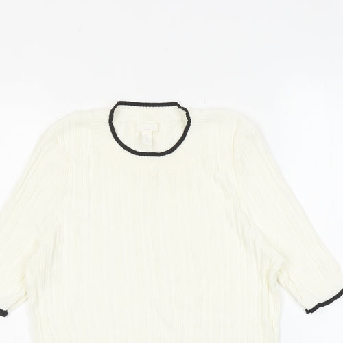H&M Womens Ivory Viscose Basic Blouse Size M Round Neck