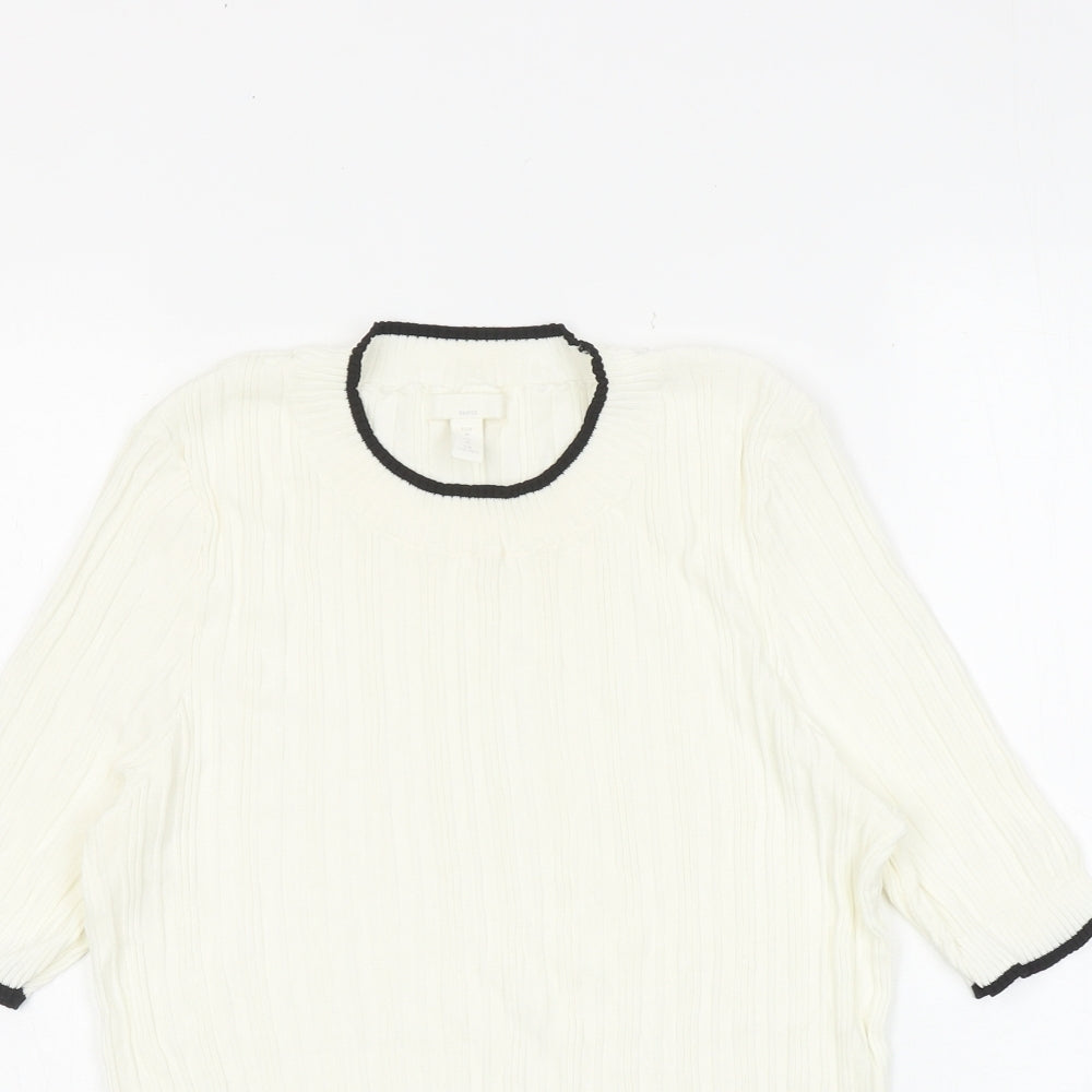 H&M Womens Ivory Viscose Basic Blouse Size M Round Neck