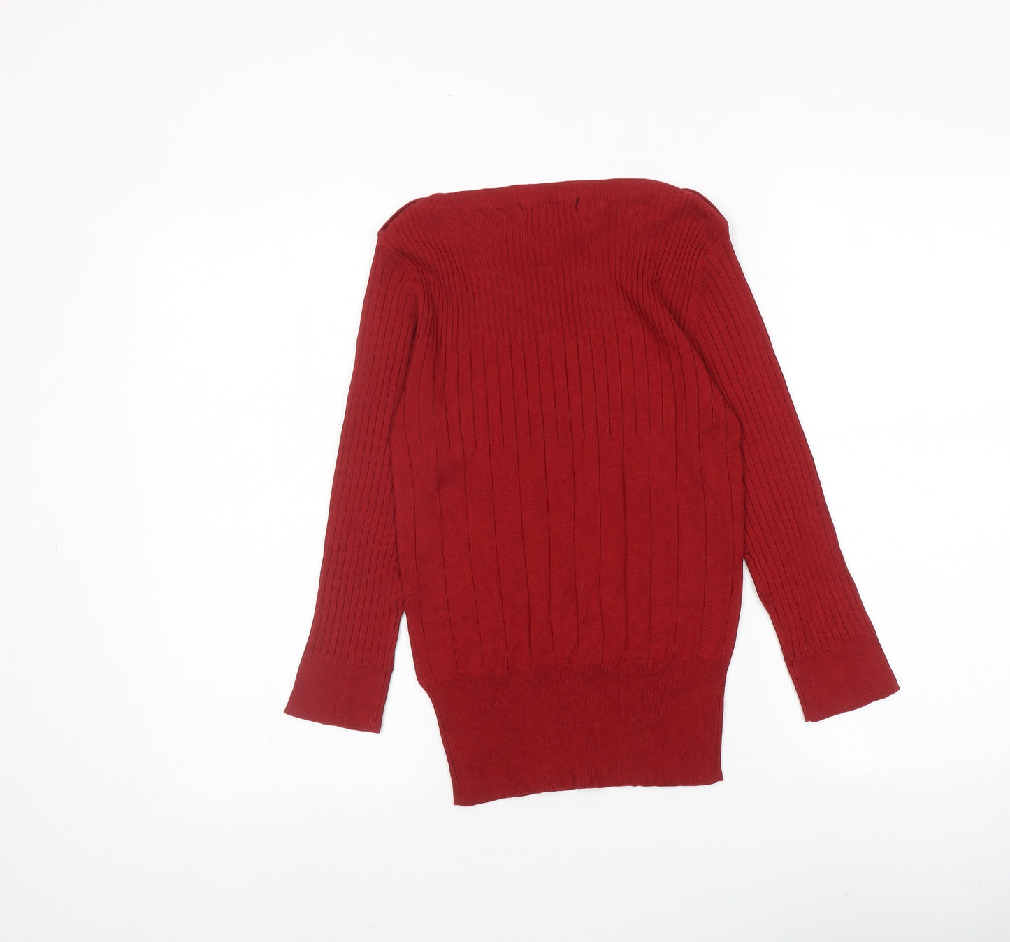 Debenhams Womens Red Round Neck Viscose Pullover Jumper Size 10