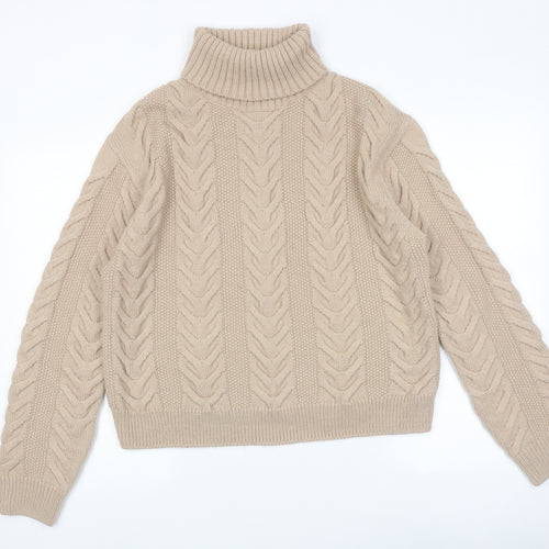 Marks and Spencer Womens Brown Roll Neck Acrylic Pullover Jumper Size M