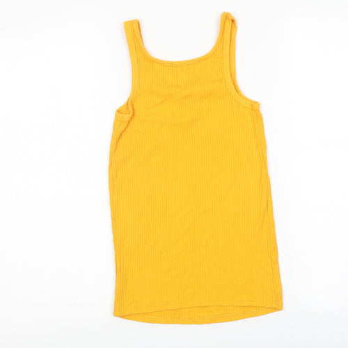 River Island Womens Yellow Cotton Basic Tank Size 6 Round Neck