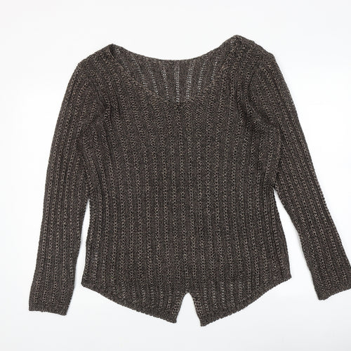 Per Una Womens Brown Boat Neck Acrylic Pullover Jumper Size 18
