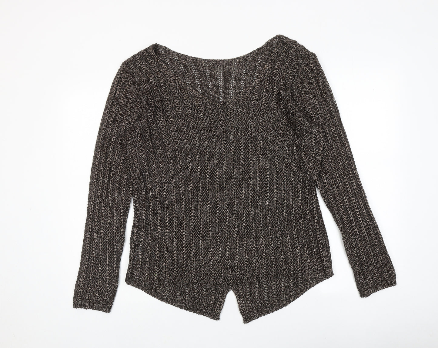 Per Una Womens Brown Boat Neck Acrylic Pullover Jumper Size 18
