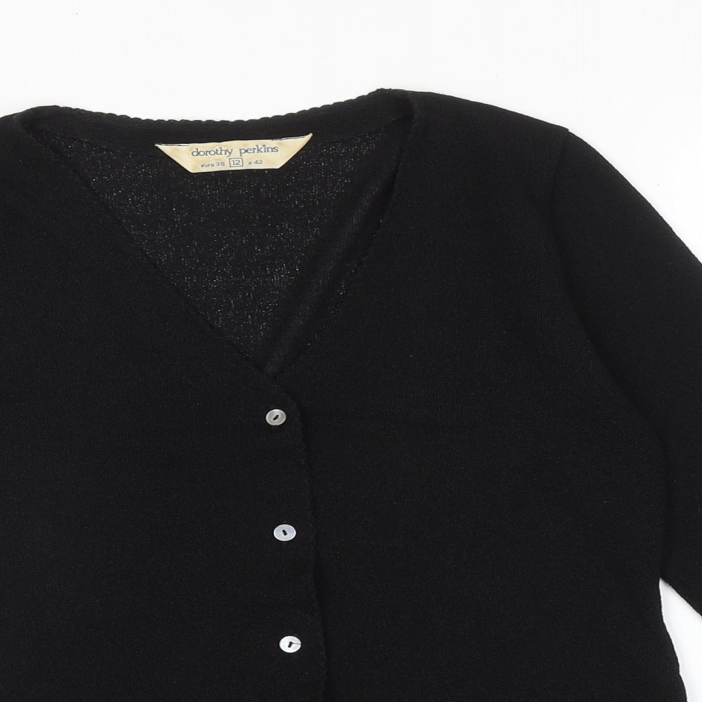 Dorothy Perkins Womens Black V-Neck Polyester Cardigan Jumper Size 12