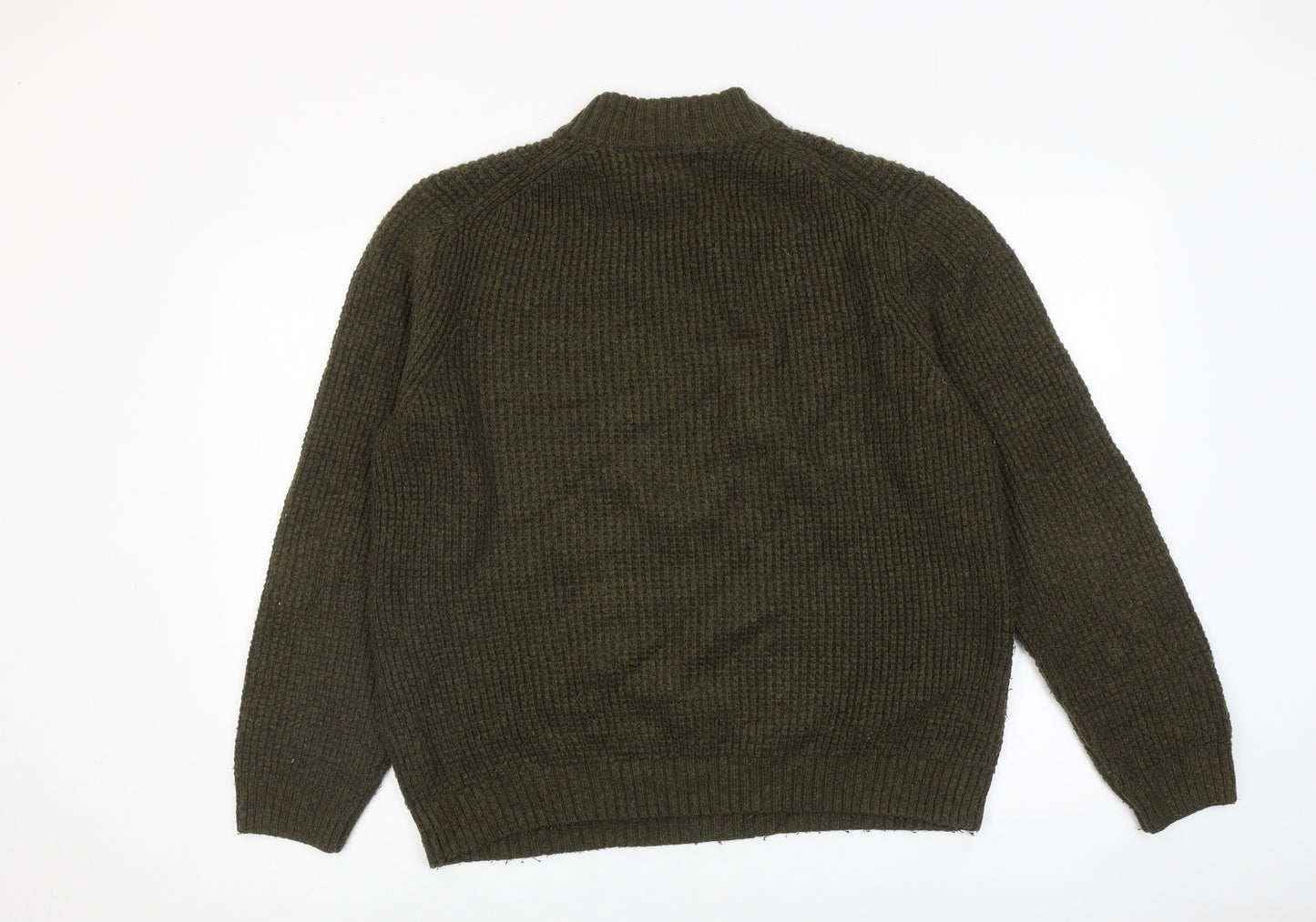 Marks and Spencer Mens Green Round Neck Acrylic Pullover Jumper Size L Long Sleeve