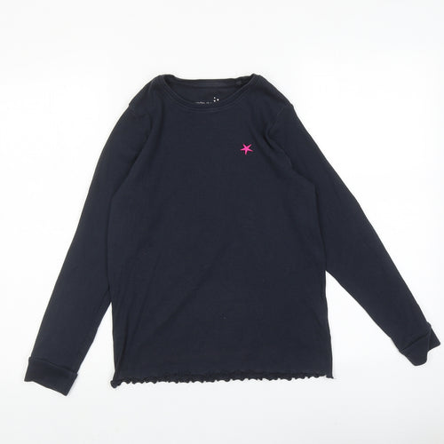 NEXT Girls Blue Cotton Basic T-Shirt Size 12 Years Boat Neck Pullover