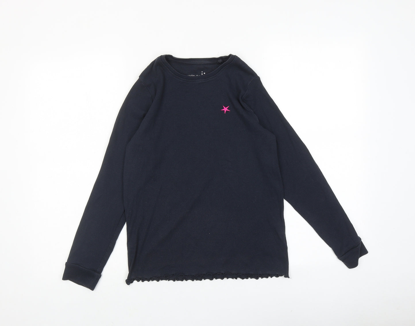 NEXT Girls Blue Cotton Basic T-Shirt Size 12 Years Boat Neck Pullover