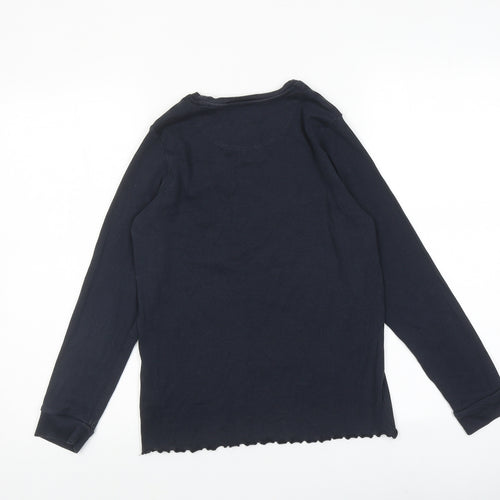 NEXT Girls Blue Cotton Basic T-Shirt Size 12 Years Boat Neck Pullover