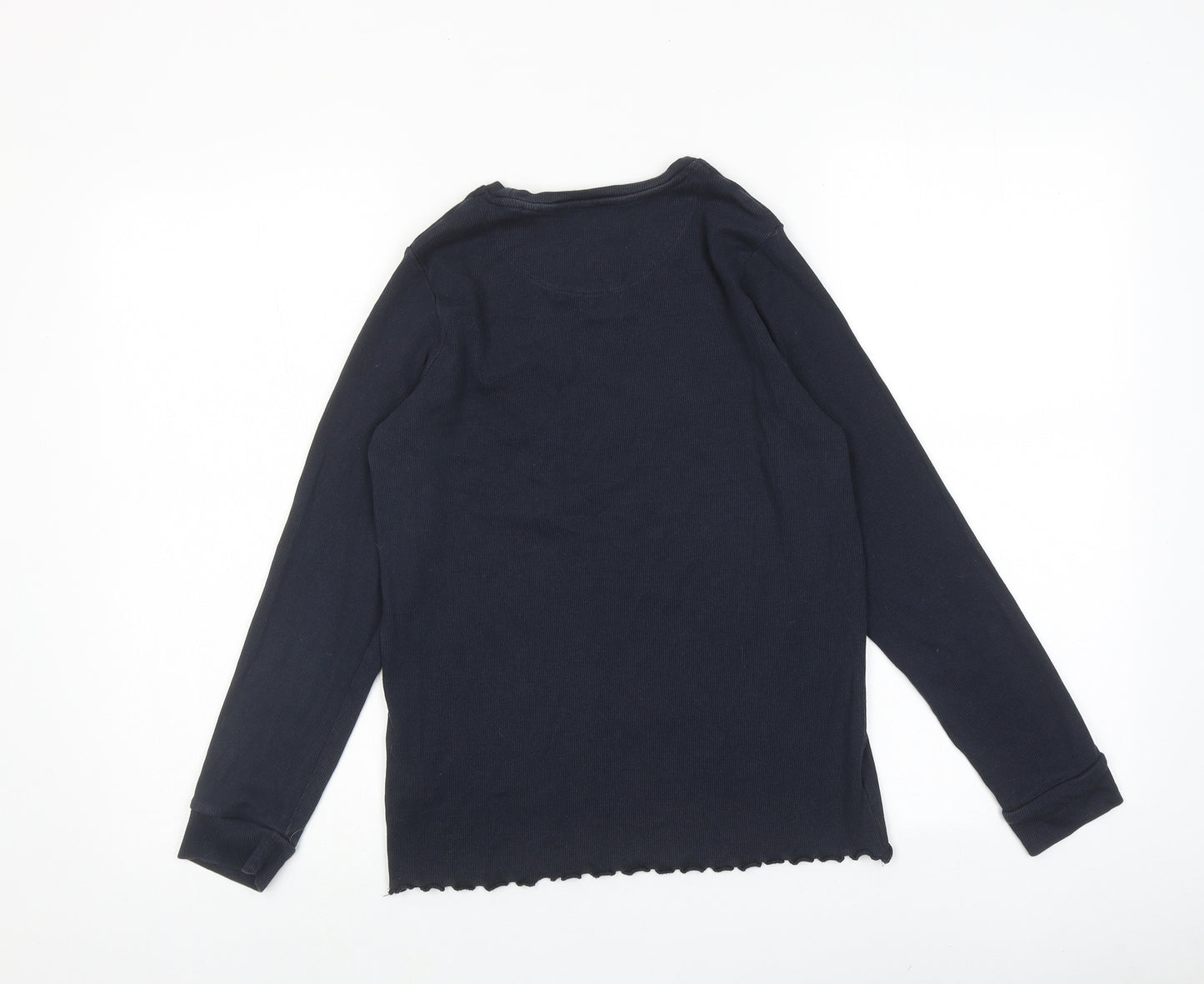 NEXT Girls Blue Cotton Basic T-Shirt Size 12 Years Boat Neck Pullover