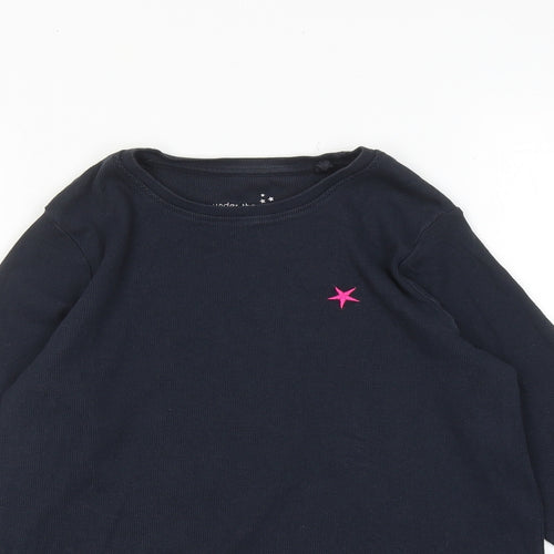 NEXT Girls Blue Cotton Basic T-Shirt Size 12 Years Boat Neck Pullover