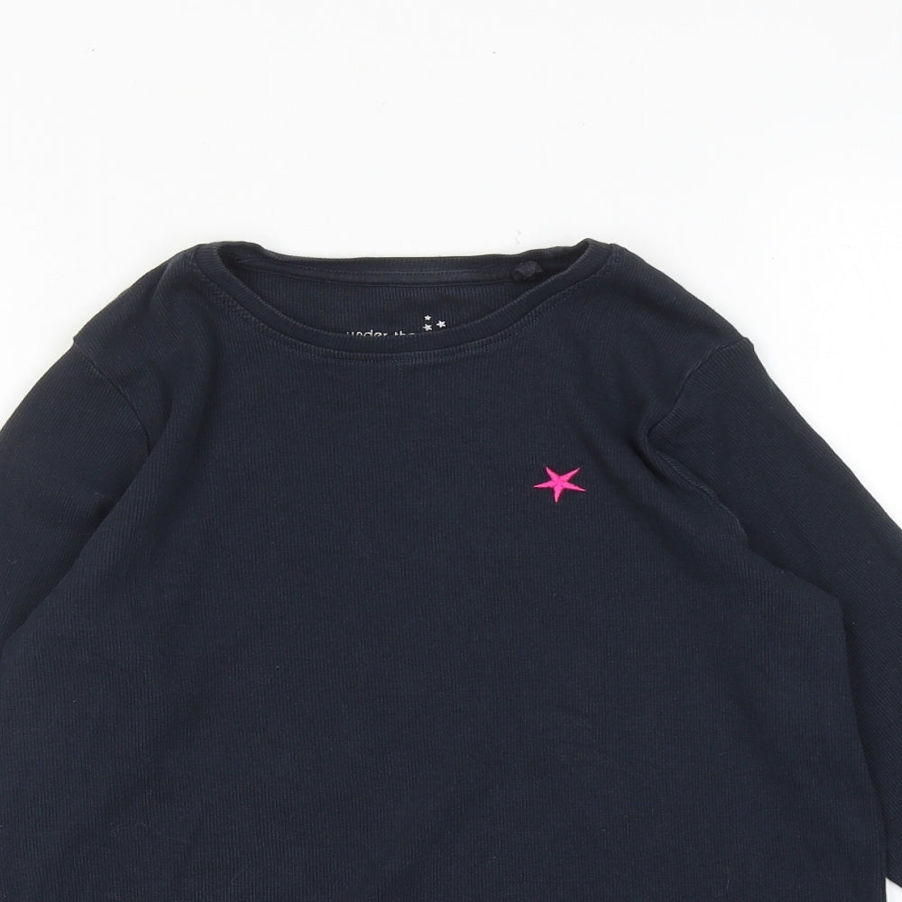 NEXT Girls Blue Cotton Basic T-Shirt Size 12 Years Boat Neck Pullover