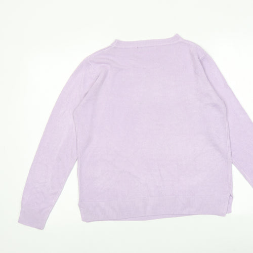 Marks and Spencer Womens Purple Round Neck Acrylic Pullover Jumper Size 14