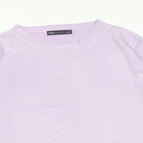 Marks and Spencer Womens Purple Round Neck Acrylic Pullover Jumper Size 14
