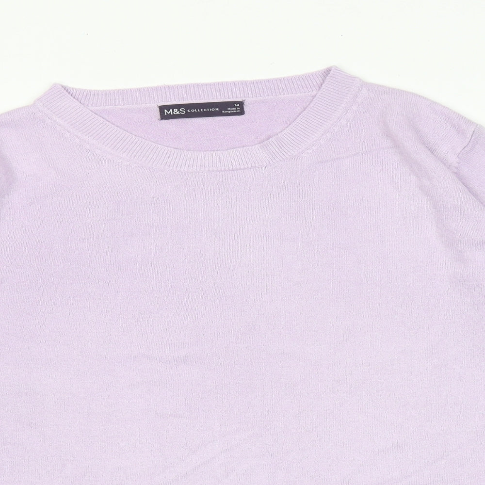 Marks and Spencer Womens Purple Round Neck Acrylic Pullover Jumper Size 14