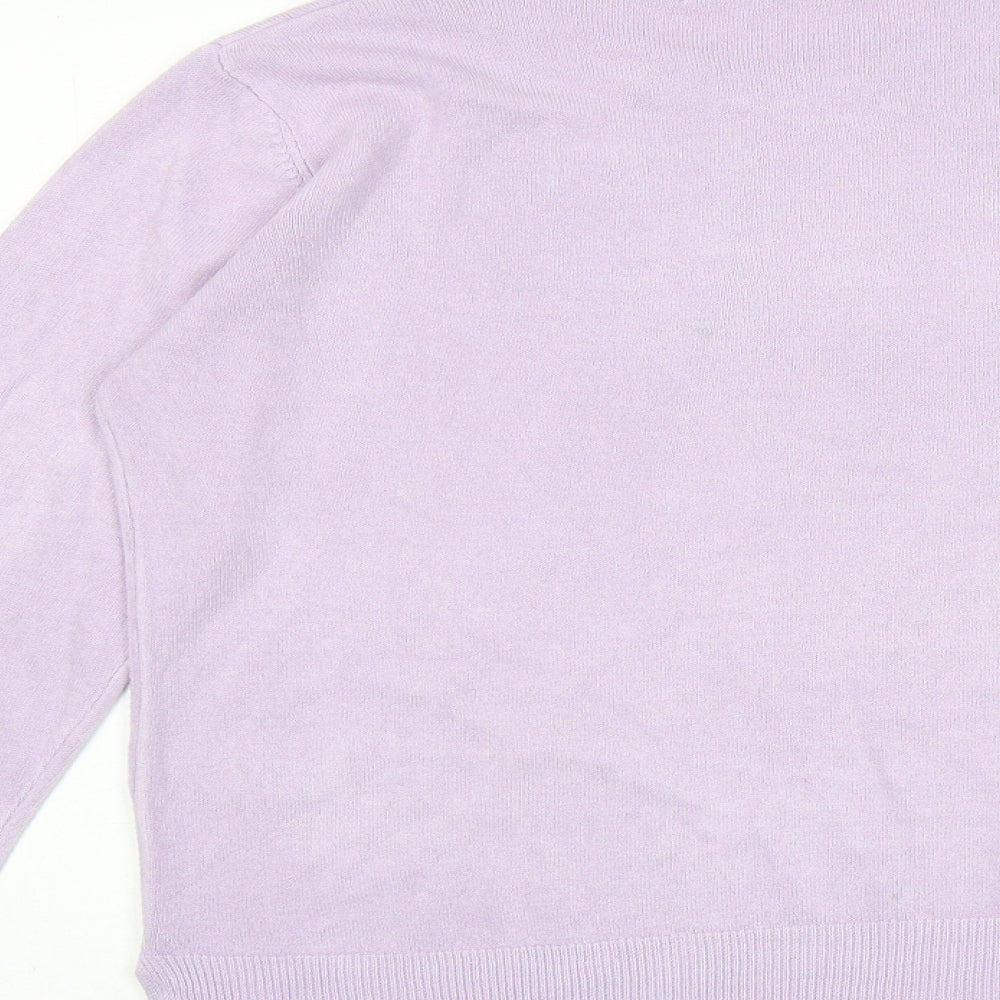 Marks and Spencer Womens Purple Round Neck Acrylic Pullover Jumper Size 14