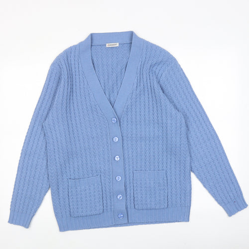 Marks and Spencer Womens Blue V-Neck Acrylic Cardigan Jumper Size 14