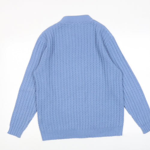 Marks and Spencer Womens Blue V-Neck Acrylic Cardigan Jumper Size 14