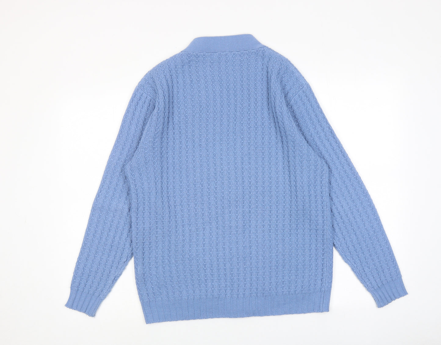 Marks and Spencer Womens Blue V-Neck Acrylic Cardigan Jumper Size 14